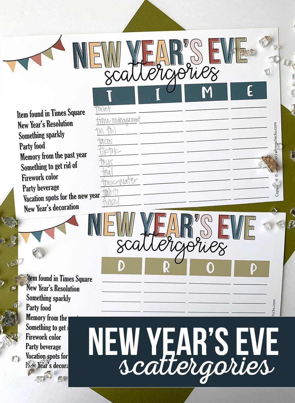 New Year&amp;#039;S Eve Scattergories Printable Game - The Crafting Chicks for New Year&amp;#039;S Scattergories Free Printable