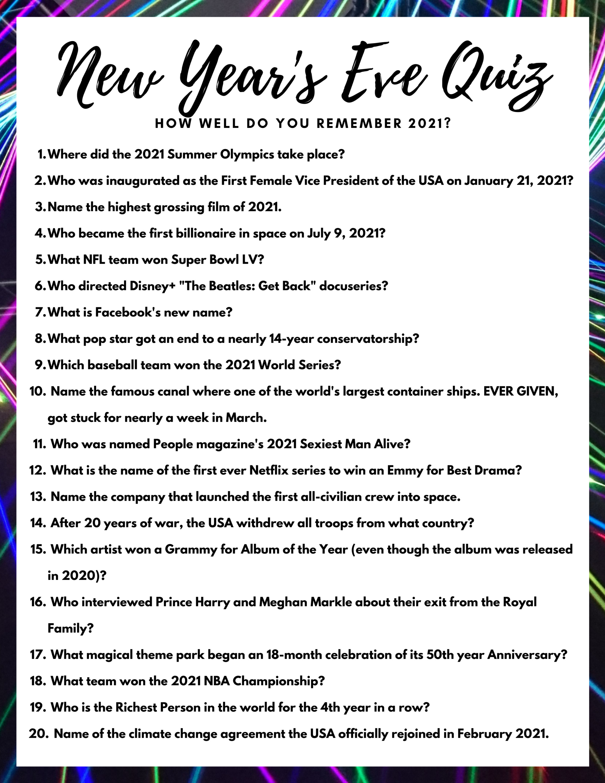 New Years Eve Trivia Game Free Printable - Mom Always Finds Out for Printable New Year Quiz