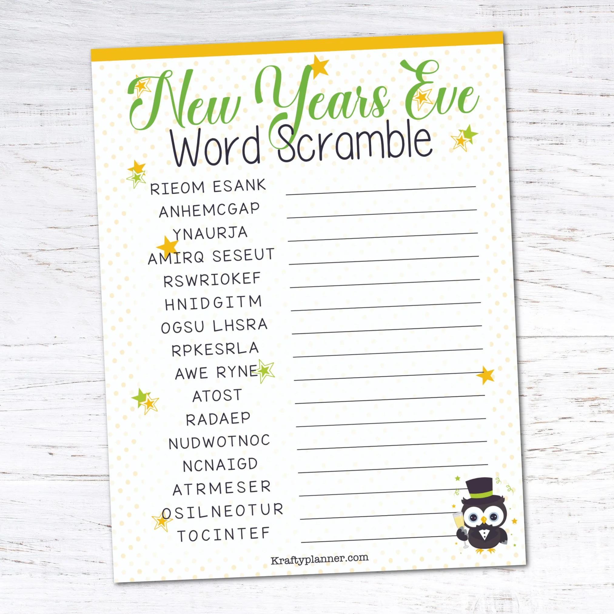 New Years Eve Word Scramble {Free Printable} — Krafty Planner regarding New Years Word Scramble Free Printable