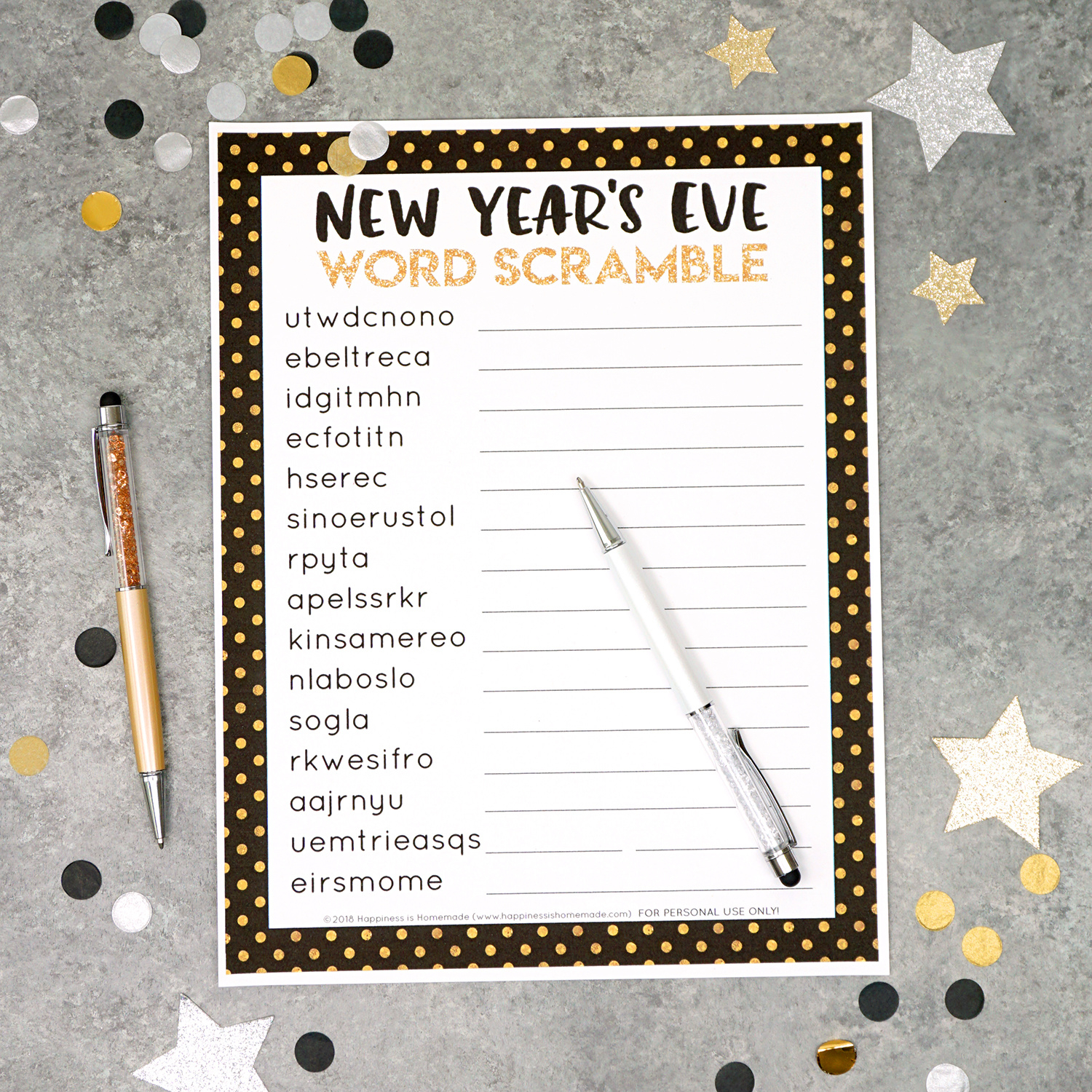 New Year&amp;#039;S Eve Word Scramble Printable - Happiness Is Homemade for New Year&amp;amp;#039;s Word Scramble Printable
