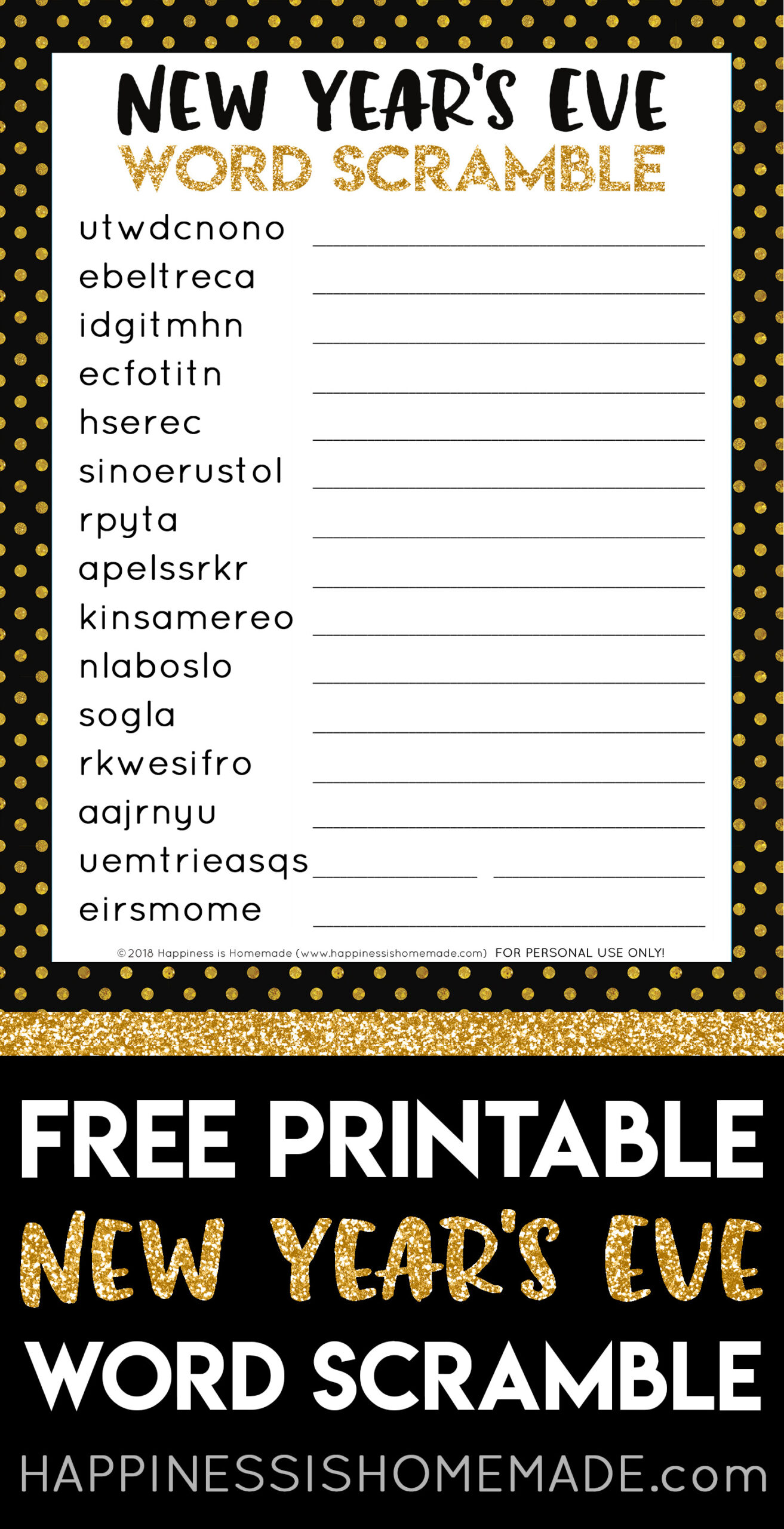 New Year&amp;#039;S Eve Word Scramble Printable - Happiness Is Homemade for New Year&amp;#039;S Word Scramble Printable