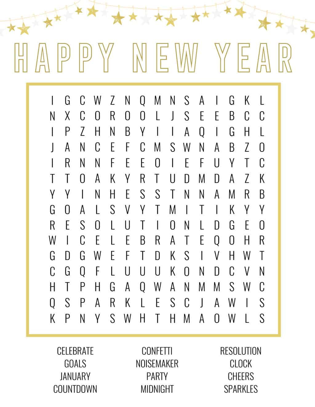 New Year&amp;#039;S Eve Word Search - Pretty Providence inside New Year&amp;amp;#039;s Word Search Printable