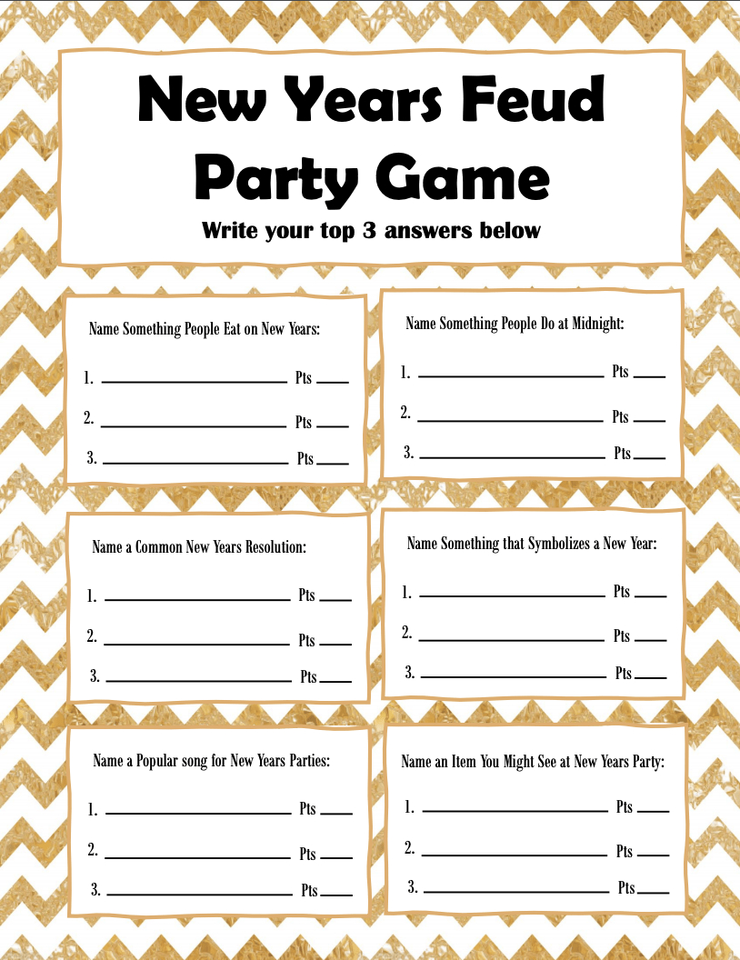 New Year&amp;#039;S Family Feud Game - Free Printable for Fun Printable New Years Eve Games -2026