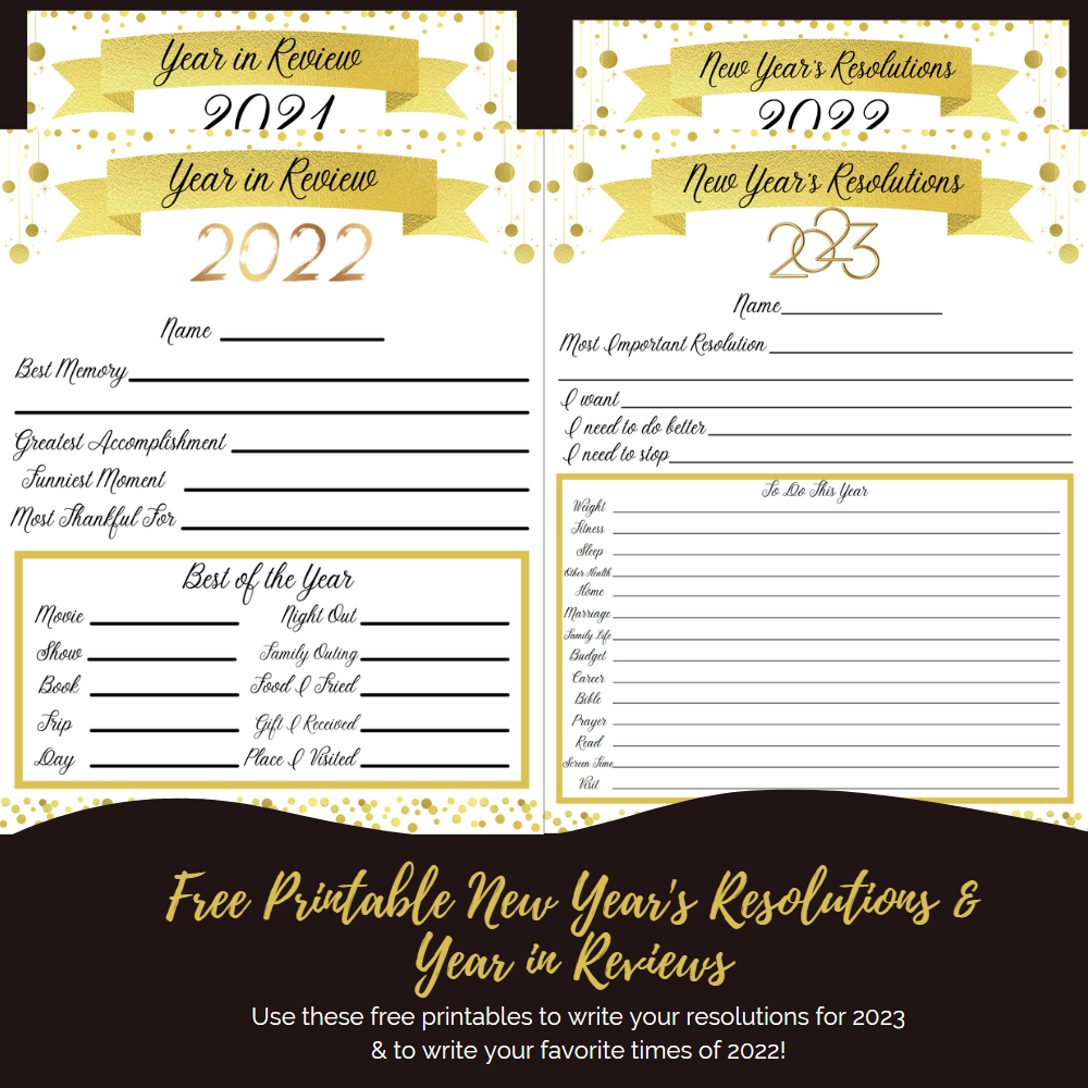New Year&amp;#039;S Free Printables: Year In Review &amp;amp; Resolutions Pages with regard to New Year Printables Free