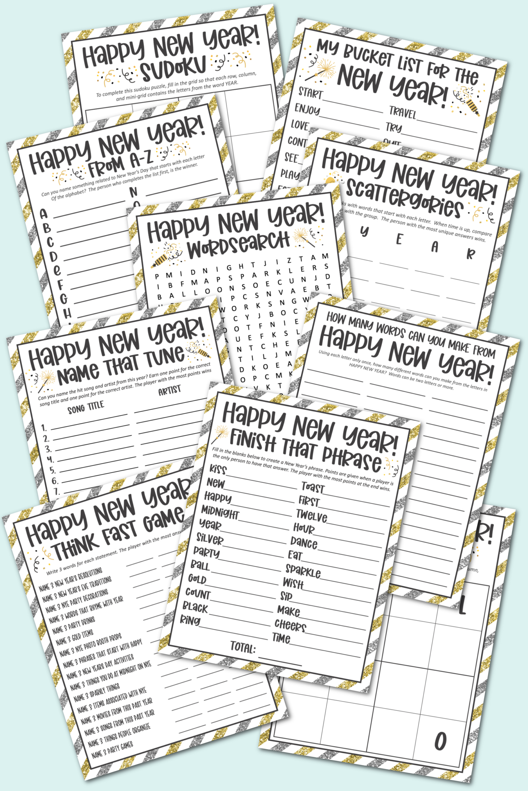 New Year'S Game Pack - Kara Creates for Free New Years Games Printable