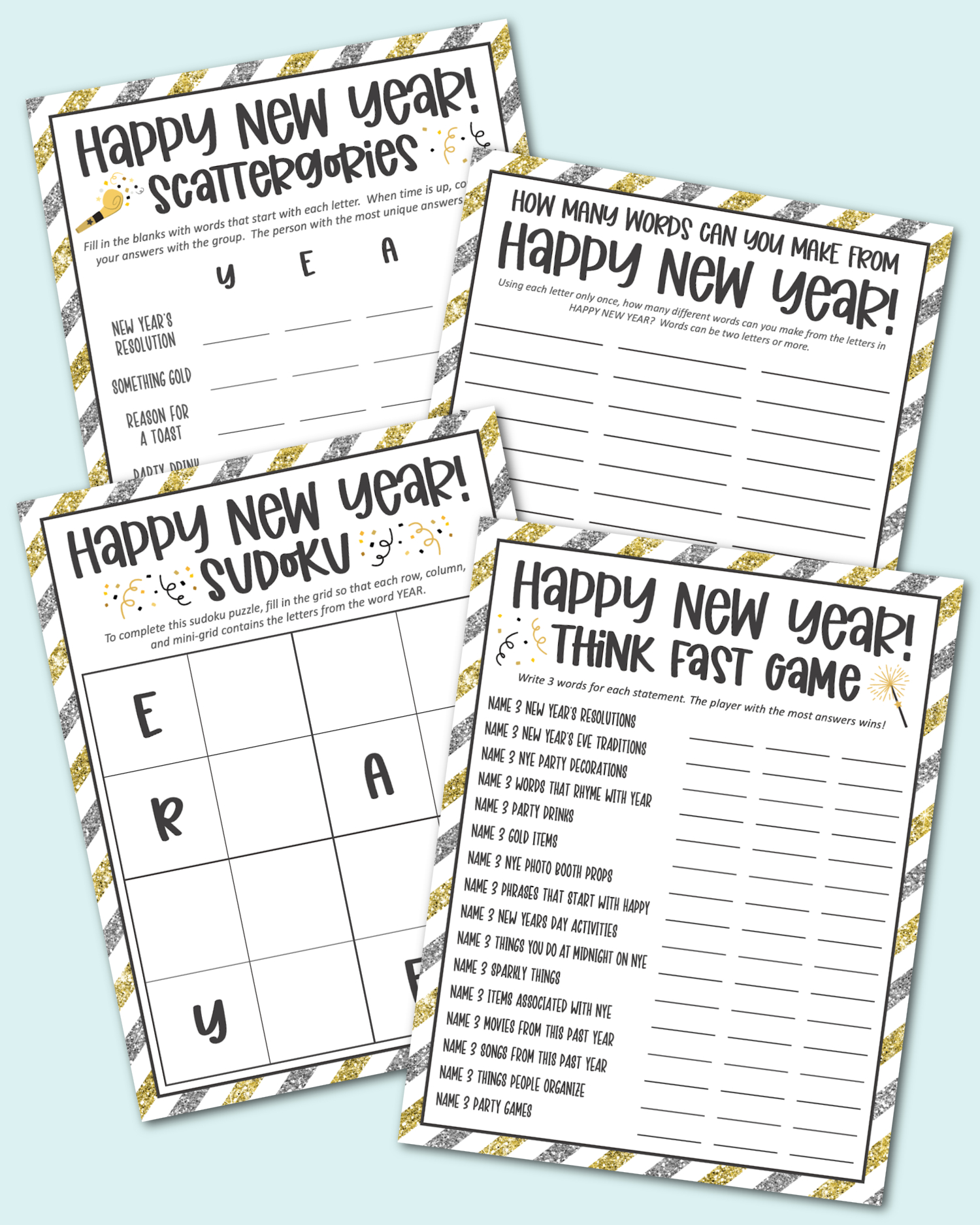 New Year&amp;#039;S Game Pack - Kara Creates in Free Printable New Year&amp;amp;#039;s Games