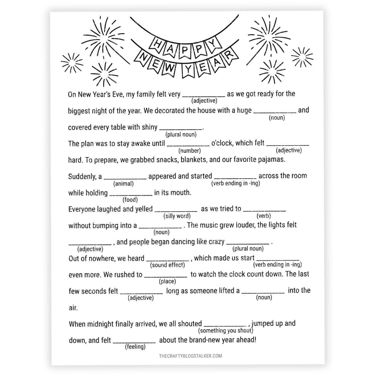 New Year&amp;#039;S Mad Libs Printable To Ring In The Year within New Years Mad Libs Printable