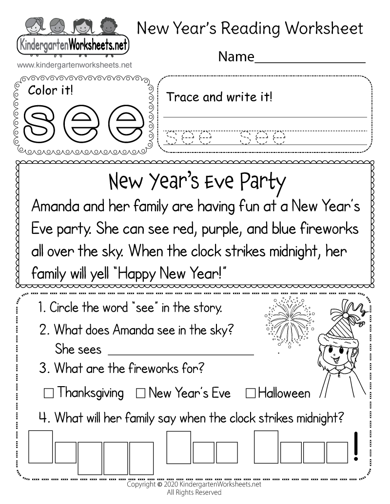 New Year&amp;#039;S Reading Worksheet - Free Printable, Digital, &amp;amp; Pdf intended for New Year Printable Worksheets