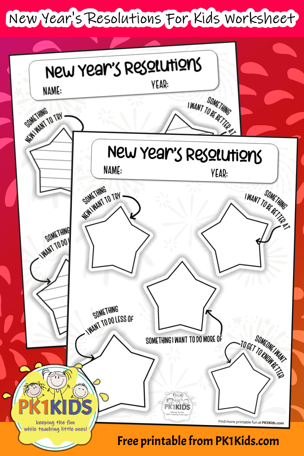 New Year&amp;#039;S Resolution Worksheet For Kids - Pk1Kids intended for Kids New Years Goals Printable