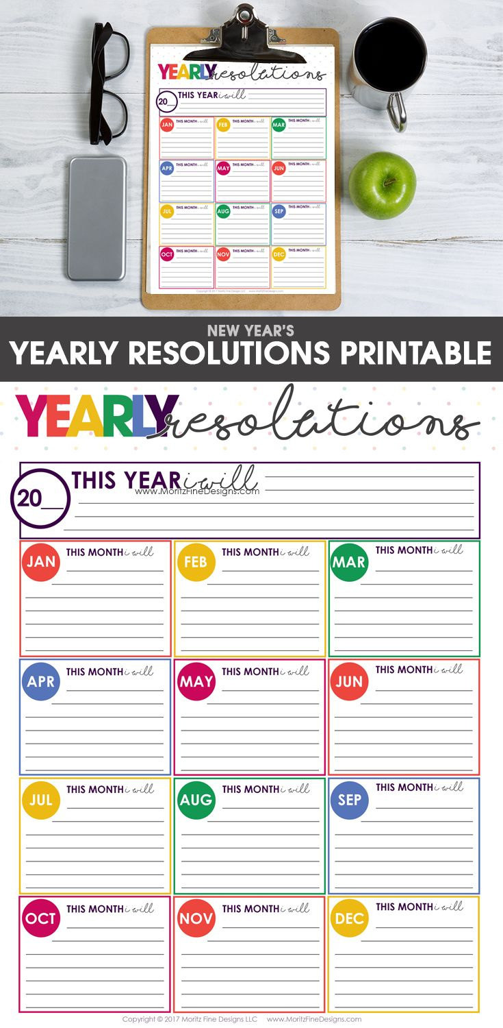 New Years Resolutions Goals Sheet | Free Printable within New Year Planner Printable