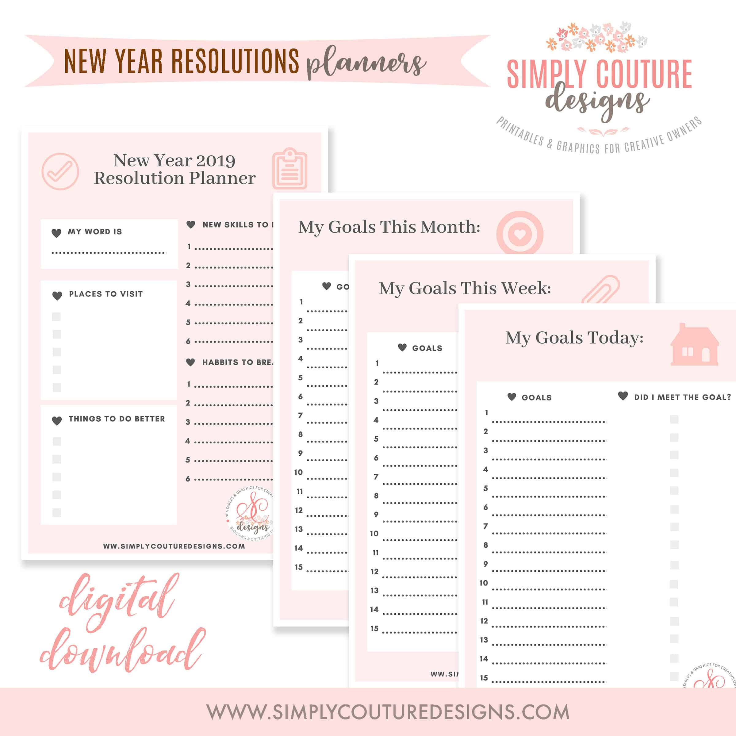 New Year&amp;#039;S Resolutions Printable - Simply Couture Designs for New Year Planner Printable