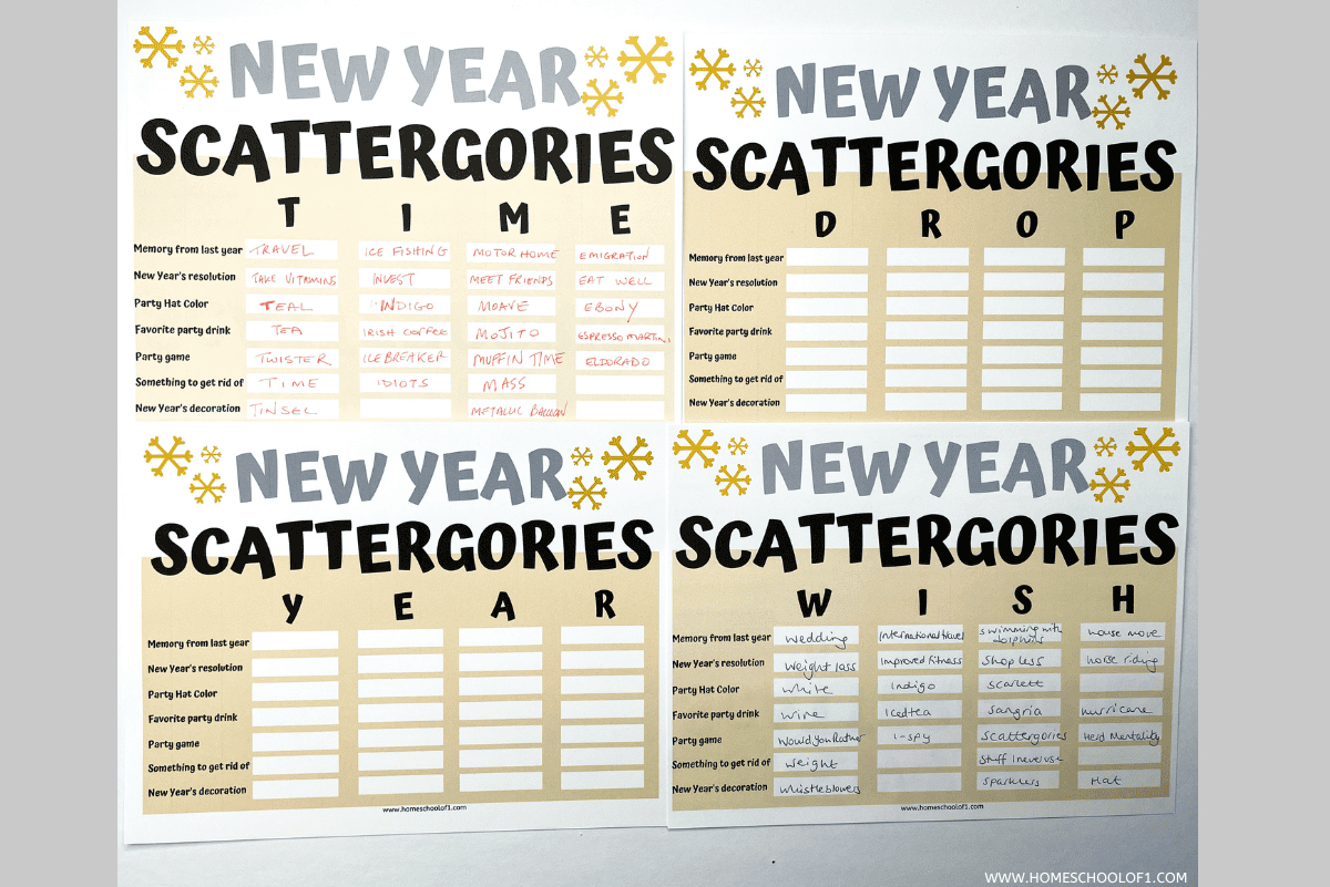 New Year&amp;#039;S Scattergories Game (Free Printables) with regard to New Year&amp;#039;S Scattergories Free Printable
