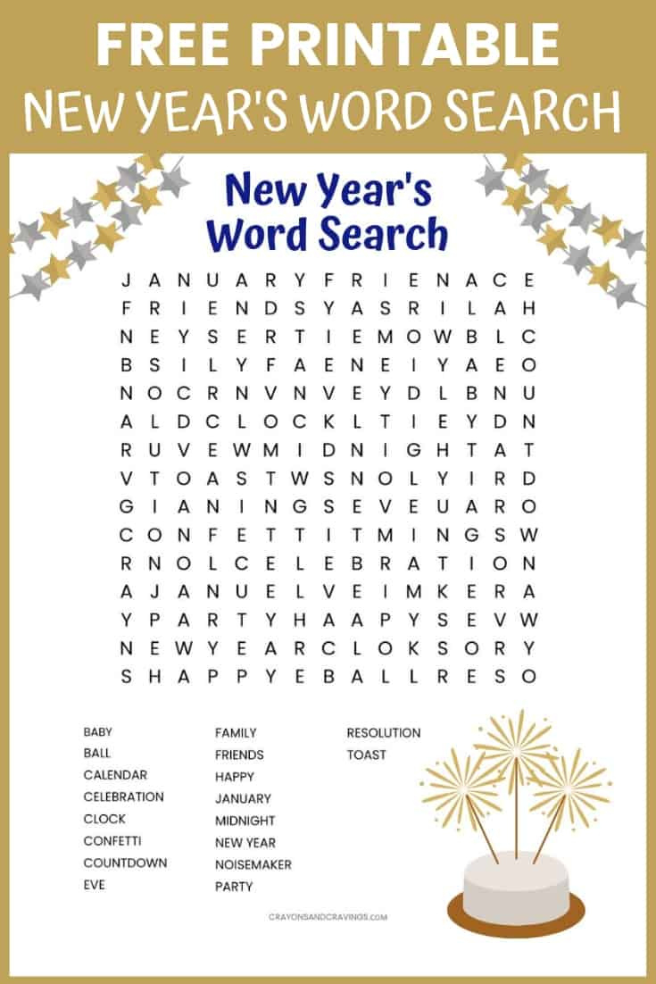 New Year&amp;#039;S Word Search Free Printable for New Years Puzzle Printable
