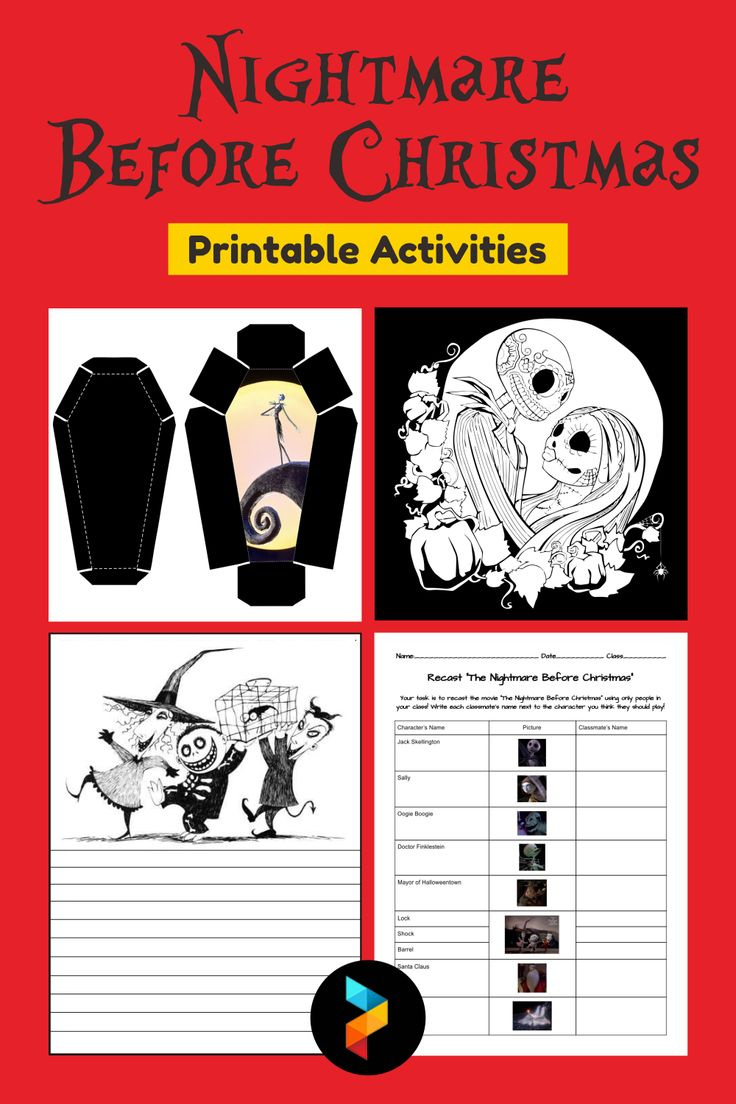 Nightmare Before Christmas Printable Activities with Nightmare Before Christmas Worksheets