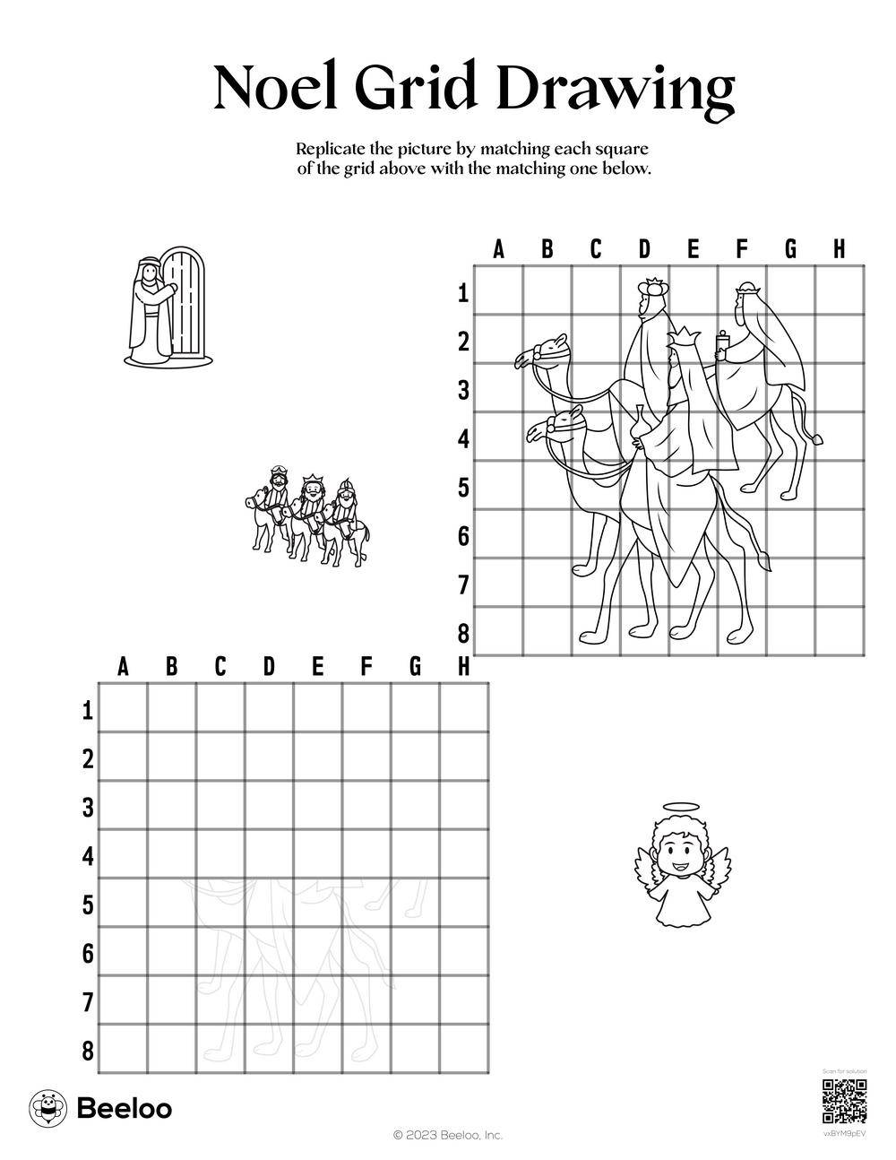 Noel Grid Drawing • Beeloo Printable Crafts And Activities For Kids in Christmas Grid Drawing Printable