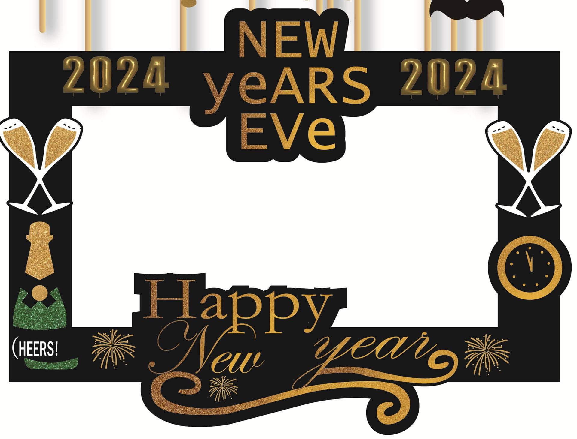 Nuolux New Year Photo Booth Frame 2024 Party Photo Props Supplies within New Years Eve Photo Booth Props Printable
