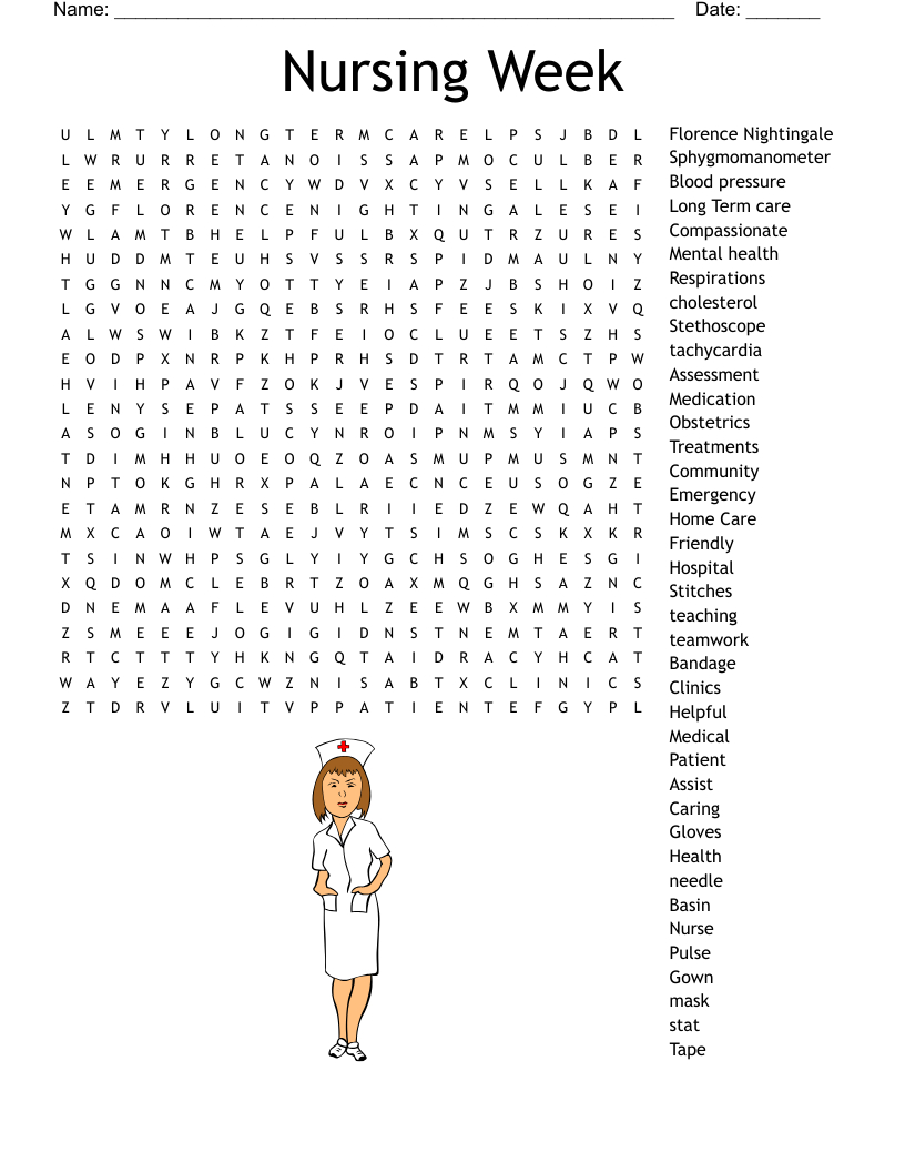 Nursing Week Word Search - Wordmint for Nursing Word Search Printable