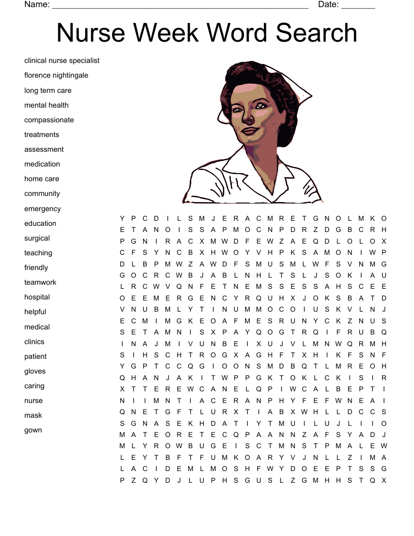 Nursing Week Word Search - Wordmint intended for Nursing Word Search Printable