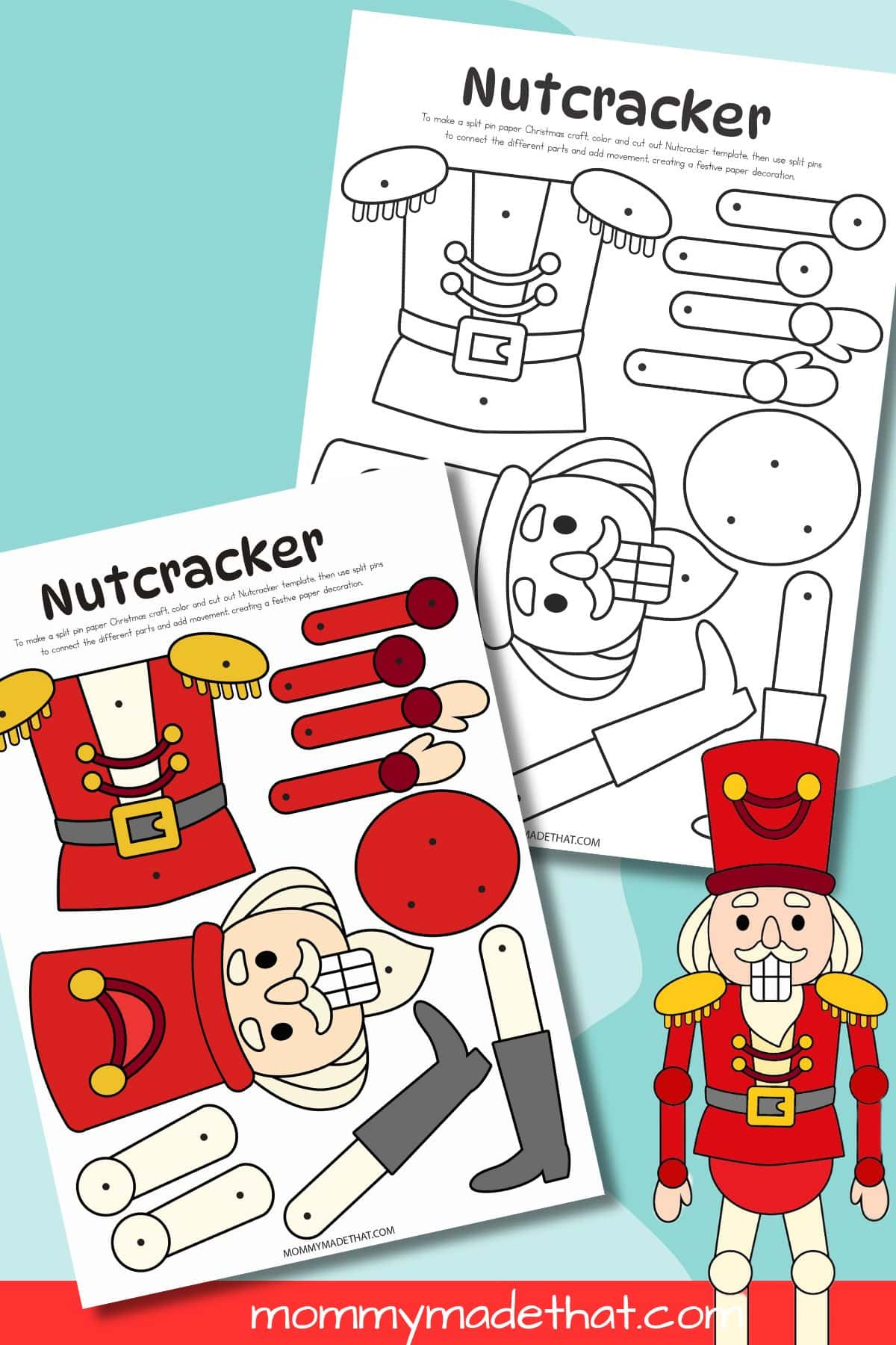 Nutcracker Split Pin Craft (Free Printable) in Nutcracker Cutout Printable