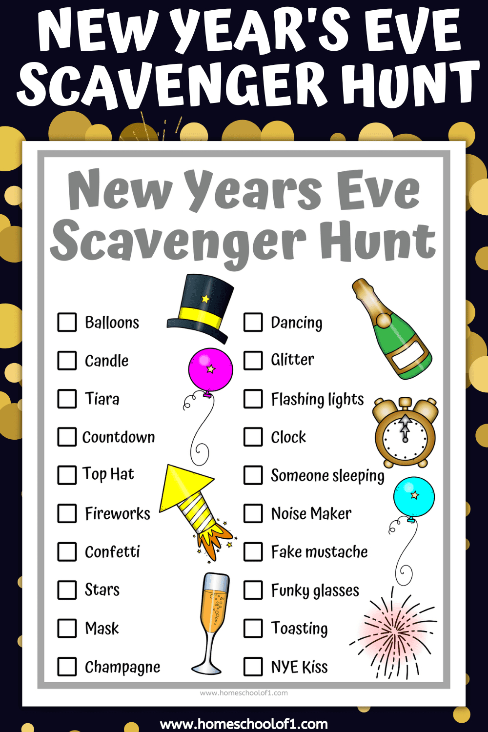Nye Scavenger Hunt Printable - Homeschool Of 1 in Printable New Year&amp;amp;#039;s Eve Scavenger Hunt