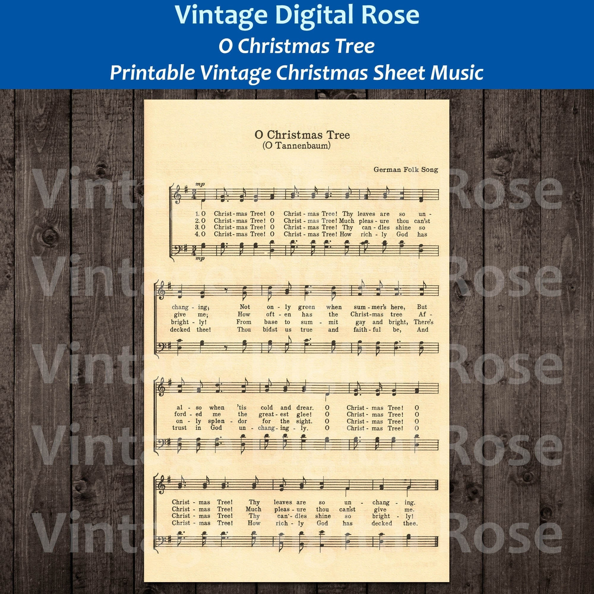 O Christmas Tree Printable Vintage Popular Christmas Carol Song inside Printable Oh Christmas Tree Sheet Music