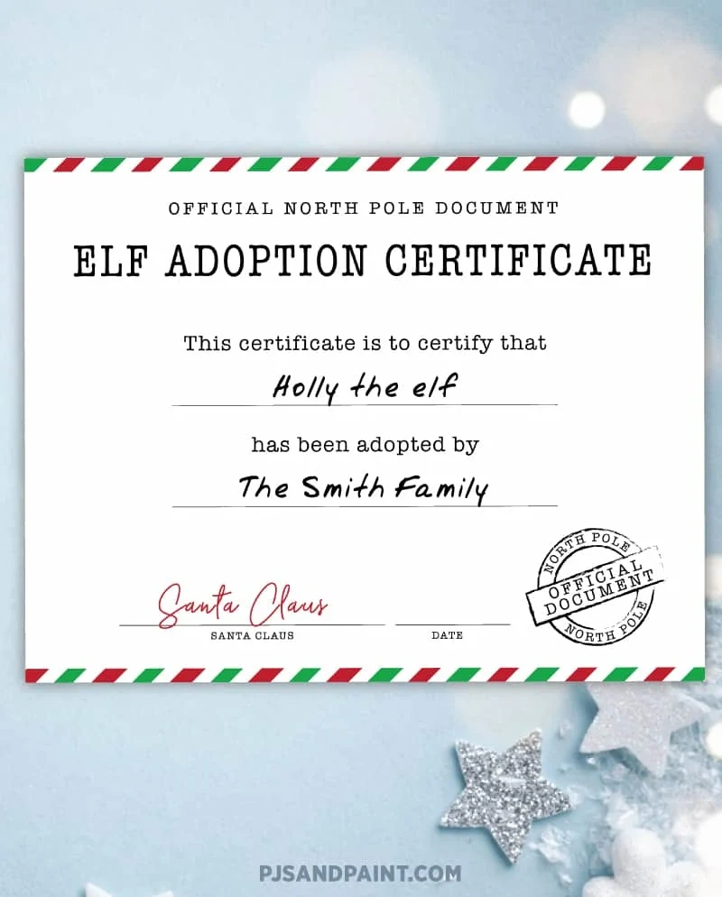 Official Elf Adoption Certificate - Free Elf On The Shelf Printables for Elf Adoption Certificate Printable