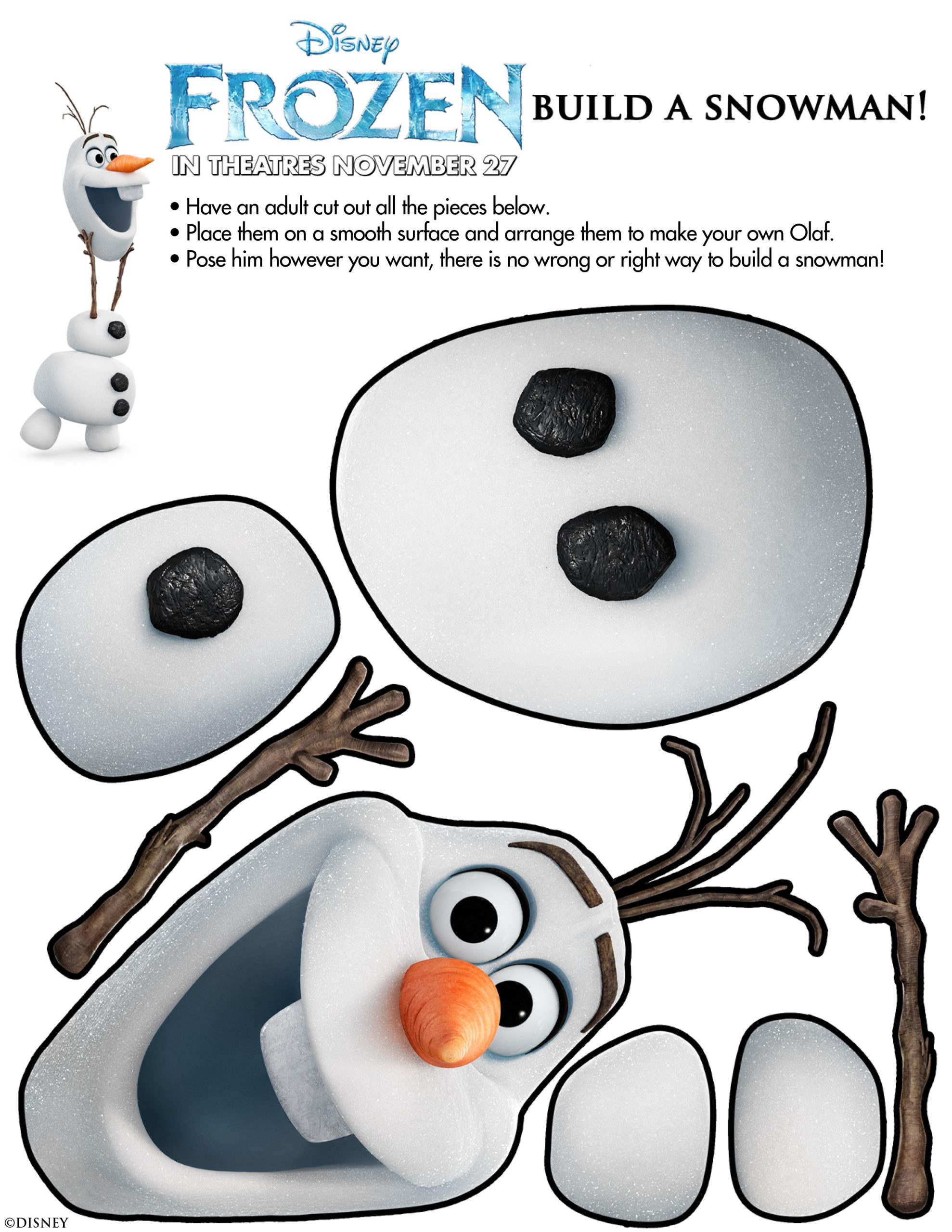 Olaf Printable From Disney Frozen - Olaf Template For Crafts! with regard to Olaf Build a Snowman Printable