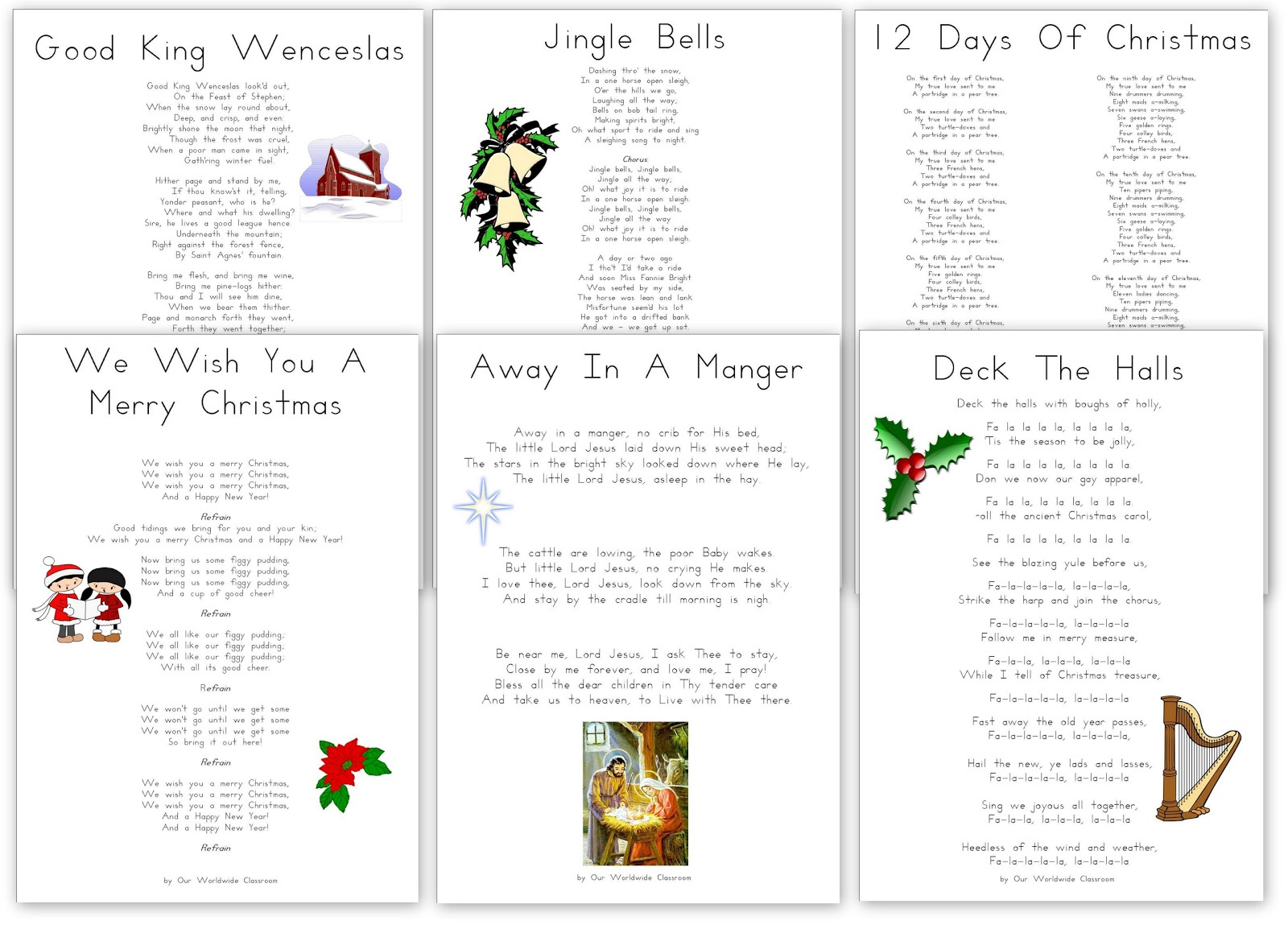 Our Worldwide Classroom: Free Printable Christmas Carols And Songs pertaining to Christmas Carols Free Printable