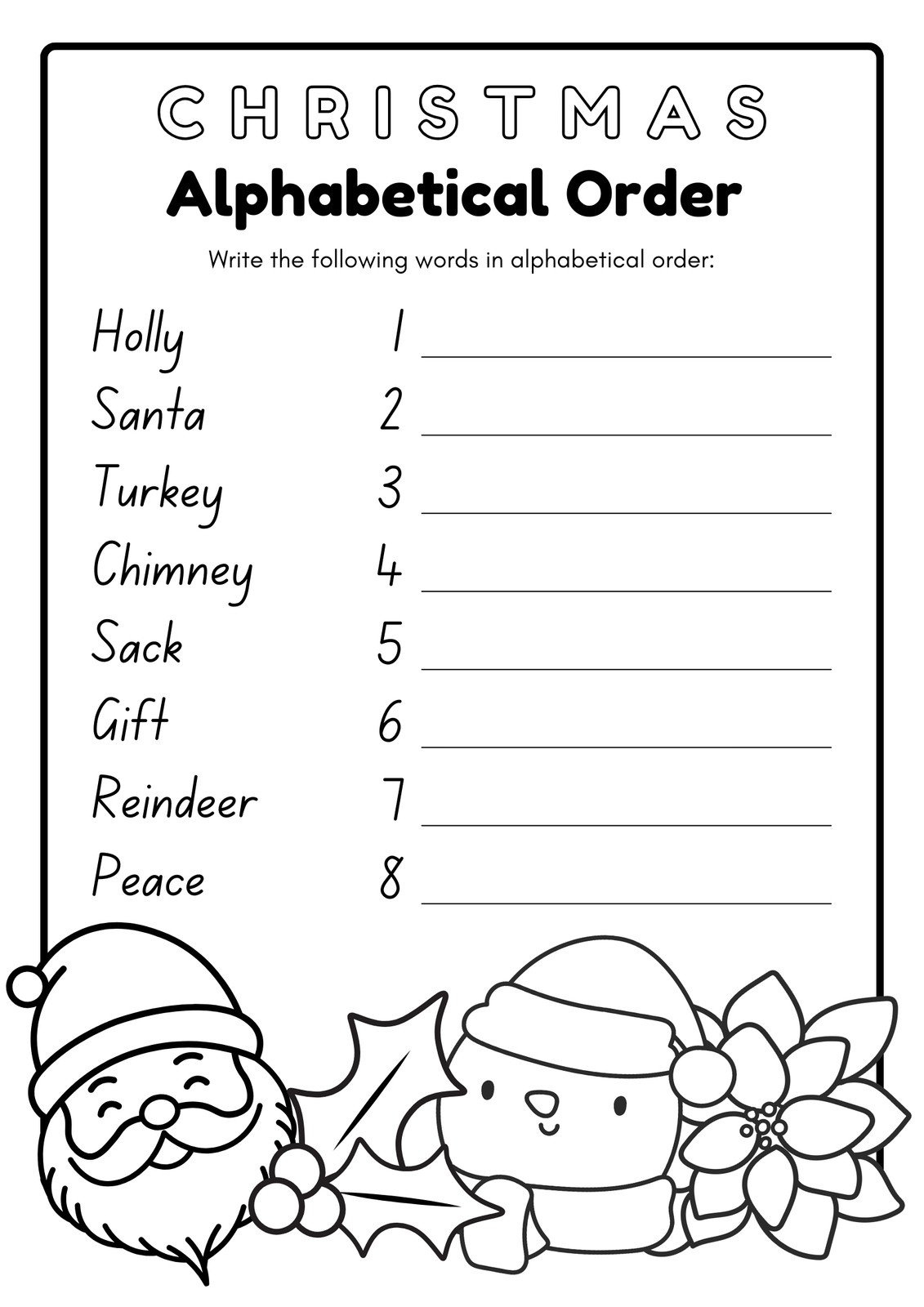 Page 10 - Free, Editable Christmas Worksheet Templates | Canva within Christmas Abc Order Printable