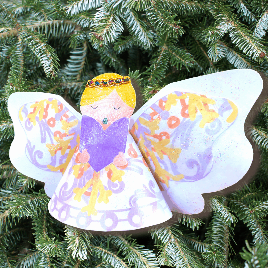 Paper Angel Tree Topper with Christmas Angel Tree Topper Printable