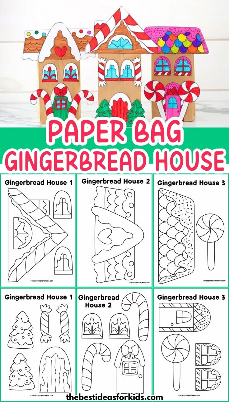 Paper Bag Gingerbread House Templates with Paper Bag Gingerbread House Template