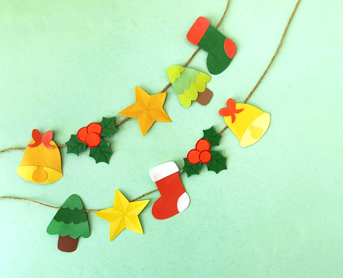 Paper Christmas Garland - Free Template * Moms And Crafters in Christmas Garland Free Printable