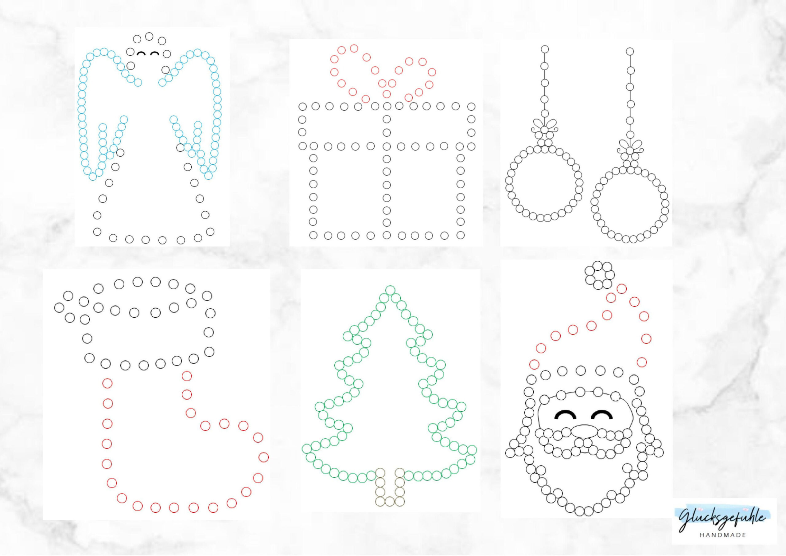 Pdf Tupfbild Punktmalerei Weihnachten, Christmas, X-Mas, Q-Tip for Christmas Push Pin Art Printable