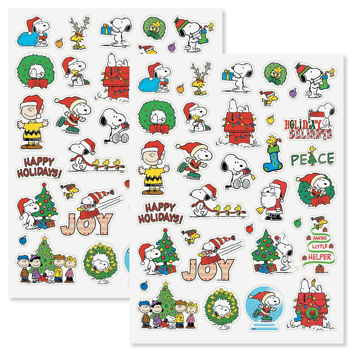 Peanuts Snoopy Christmas Festive Sticker Pack - 2 Sheets Of 34 within Printable Christmas Tags Snoopy