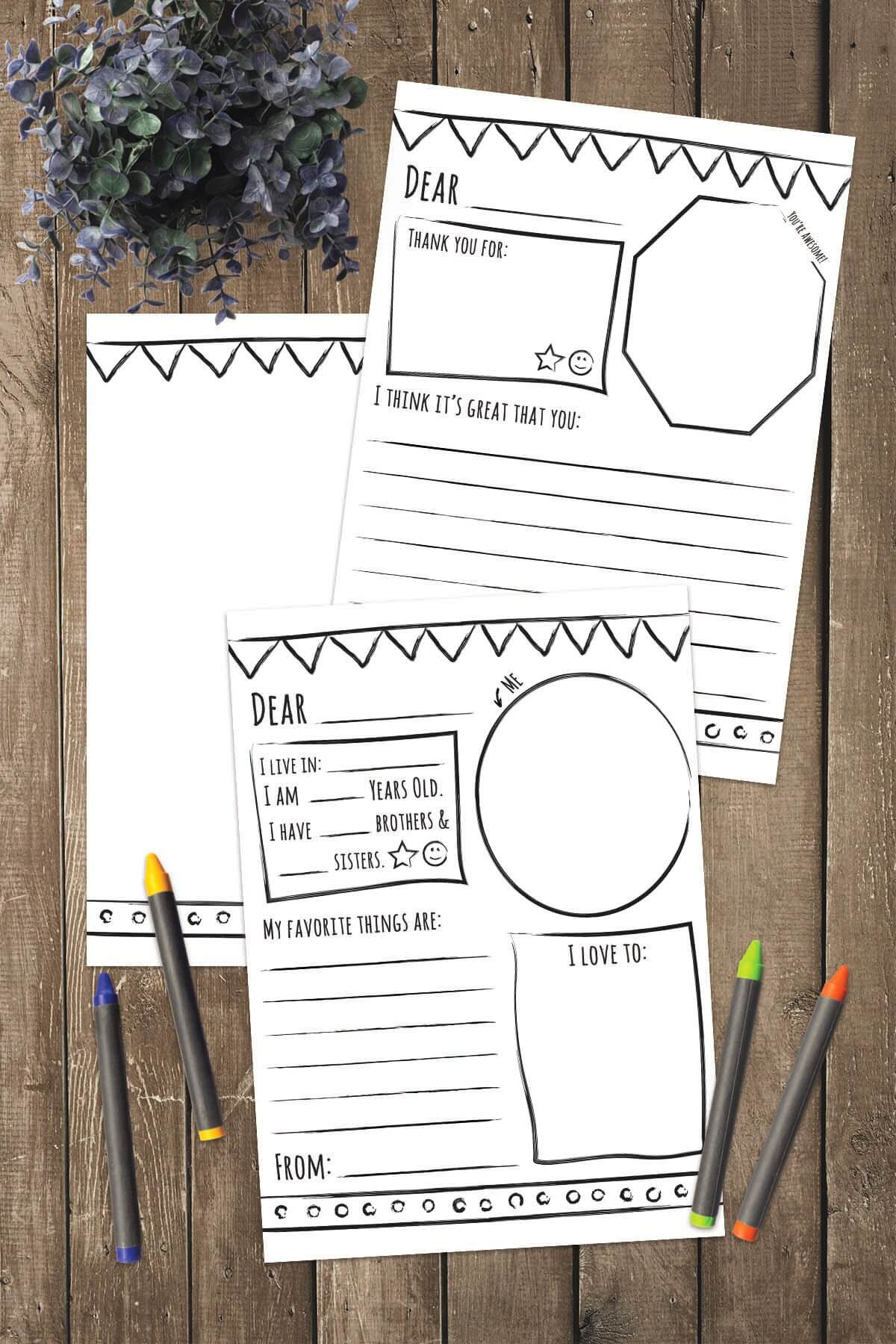 Pen Pal/Thank You Letter Stationery with Free Pen Pal Printables