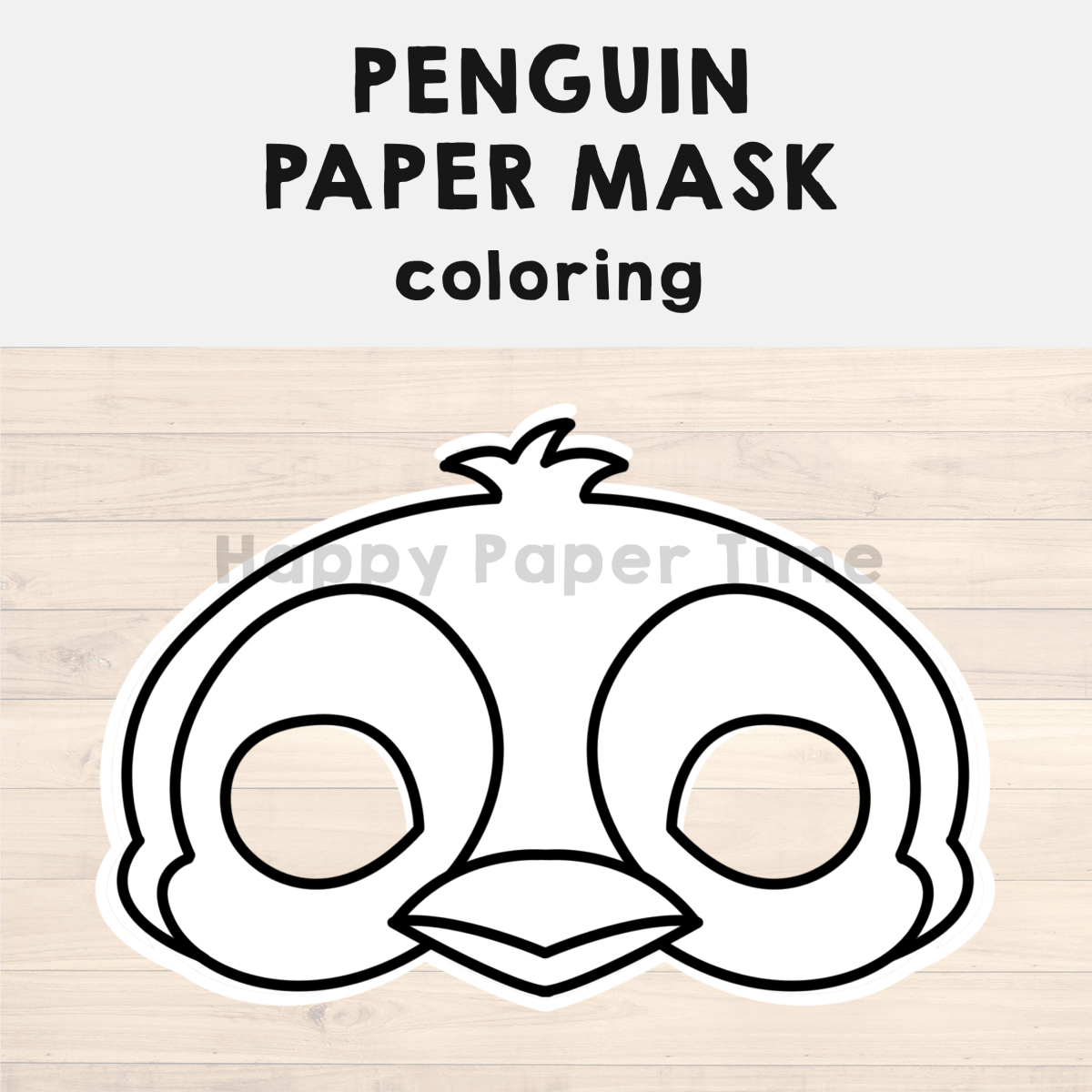 Penguin Paper Mask Printable Polar Animal Coloring Craft Activity pertaining to Penguin Face Printable