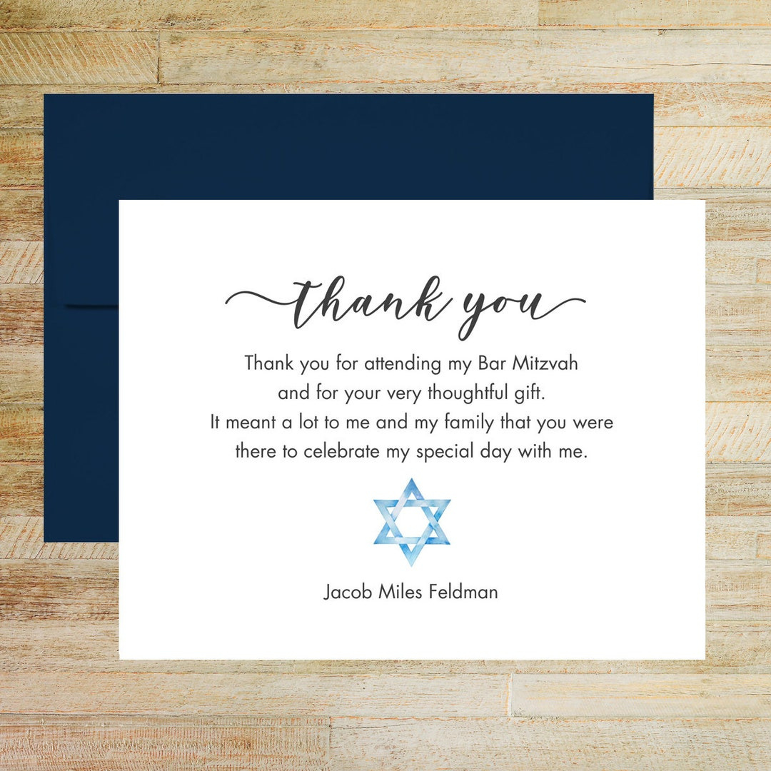 Personalized Bar And Bat Mitzvah Thank You Cards, Set Of 25 Cards throughout Bar Mitzvah Thank You Cards Printable