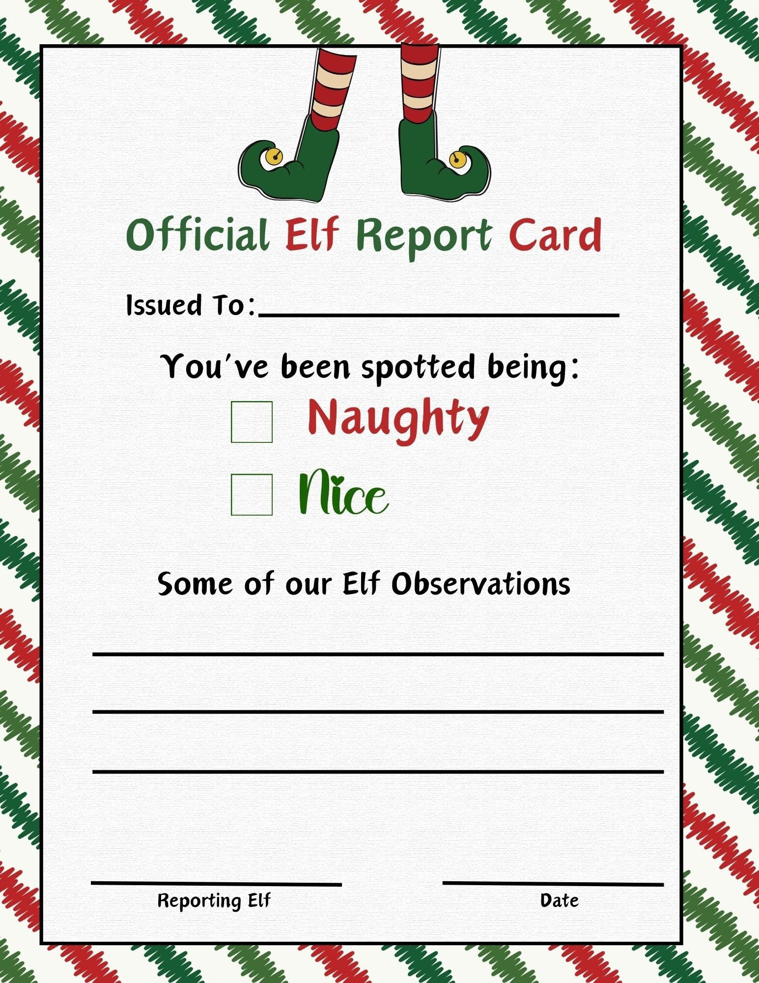 Personalized Elf Report Card – Christmas Printable (Digital in Elf Report Card Printable