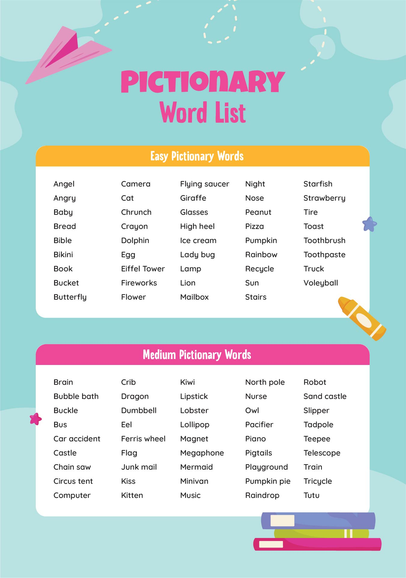 Pictionary Word List - 8 Free Pdf Printables | Printablee pertaining to Free Printable Pictionary Word List