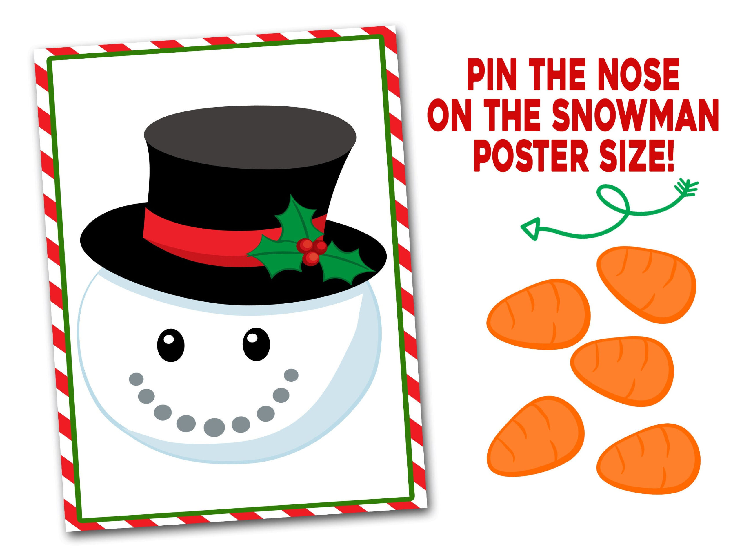 Pin The Nose On The Snowman, Printable, Weihnachten Klasse Party inside Pin the Nose on the Snowman Printable