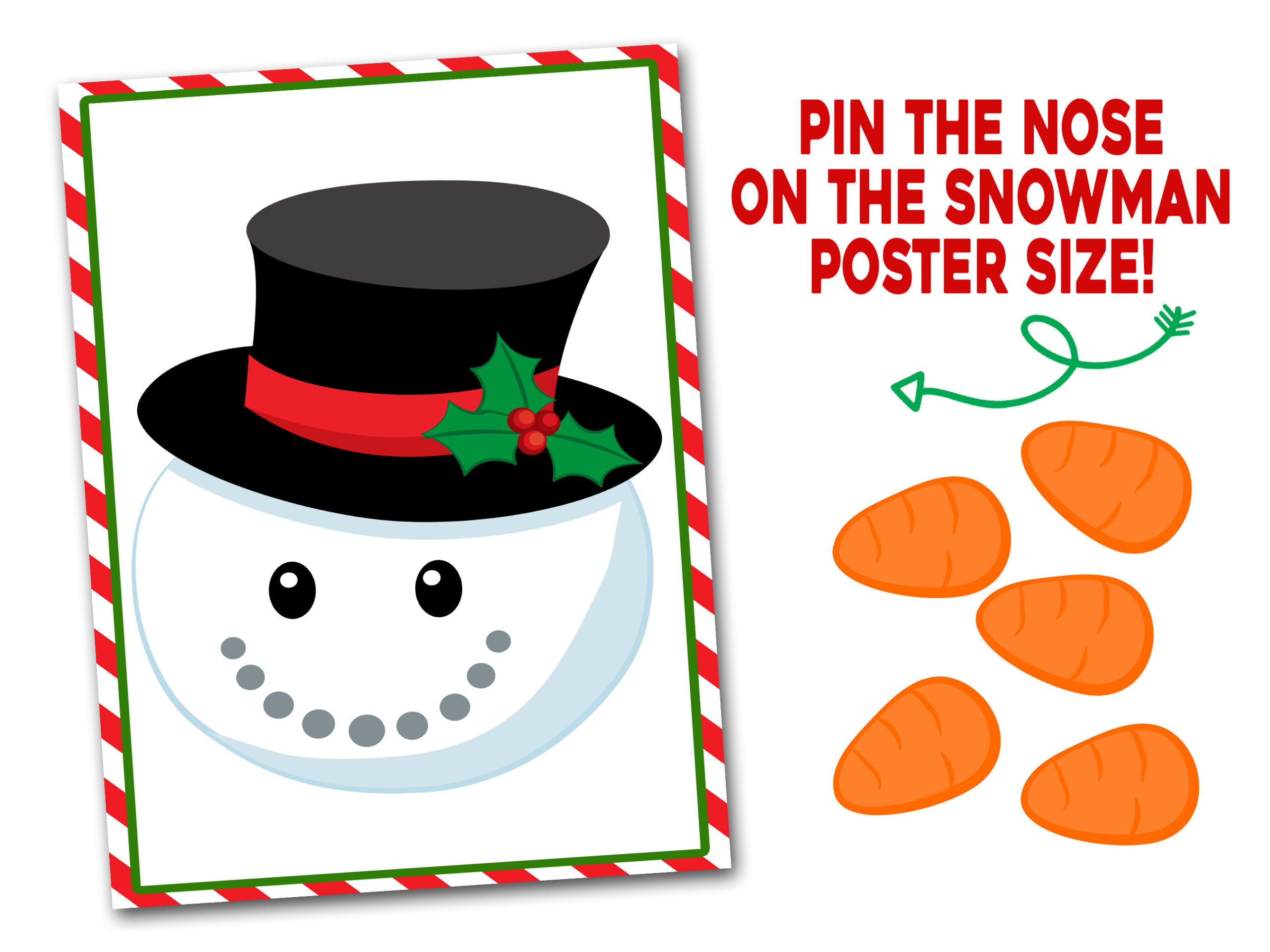 Pin The Nose On The Snowman, Printable, Weihnachten Klasse Party with Printable Snowman Nose