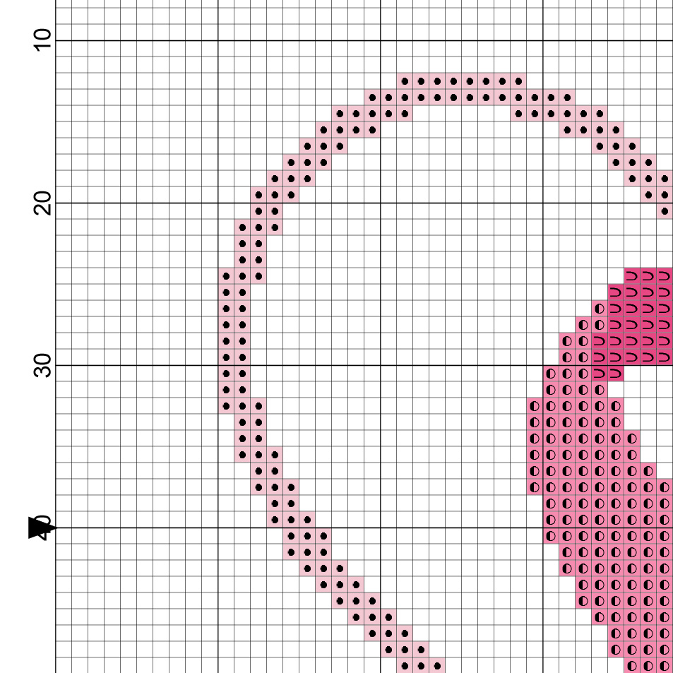 Pink Ribbon Heart Cross Stitch Pattern for Free Printable Cross Stitch Heart Patterns