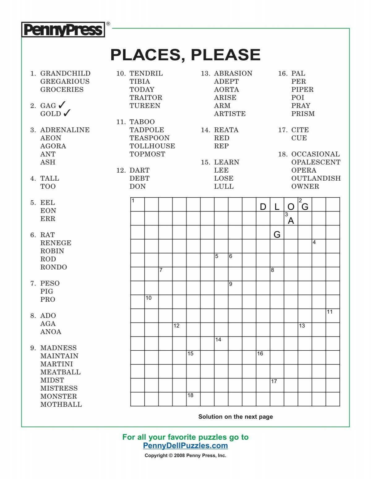 Places Please - Pennydellpuzzles in Free Printable Places Please Puzzles