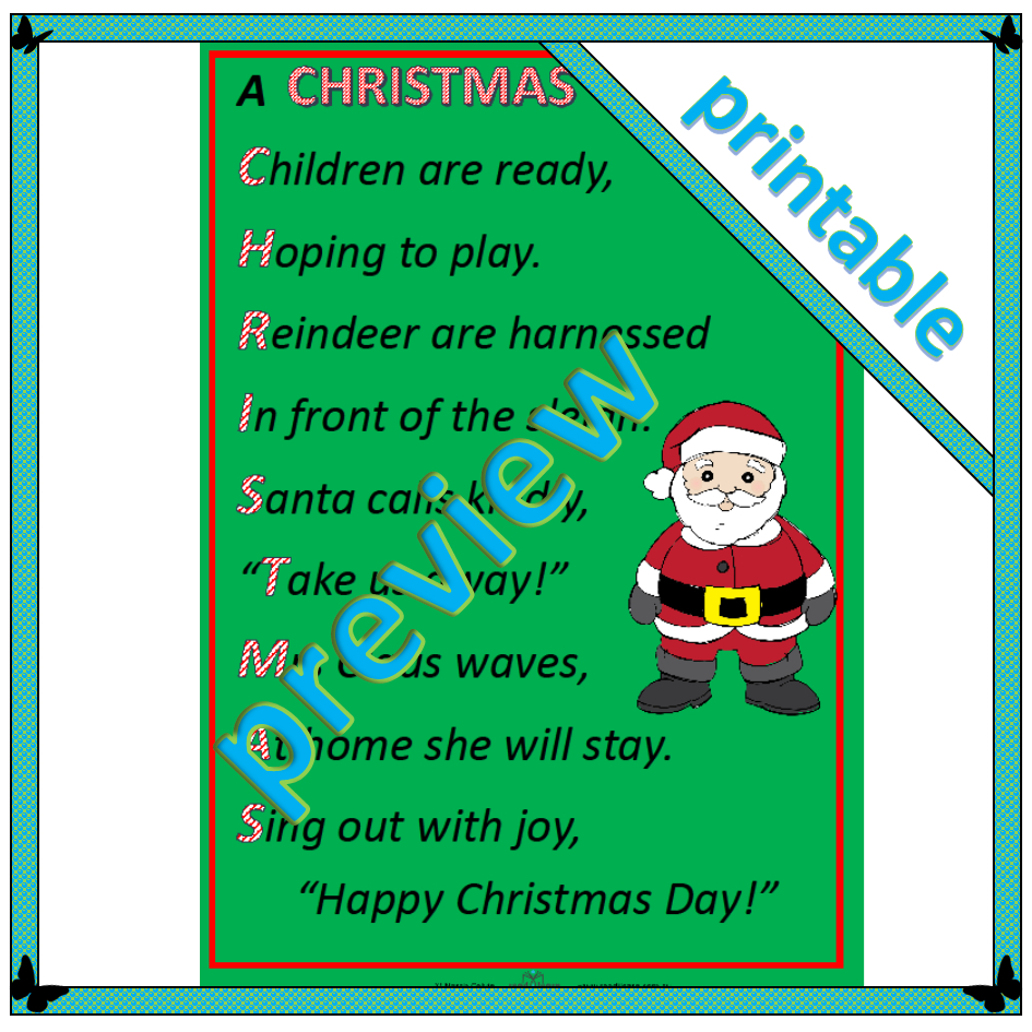 Poem: A Christmas Acrostic 2 – Readilearn for Christmas Acrostic Poem Printable