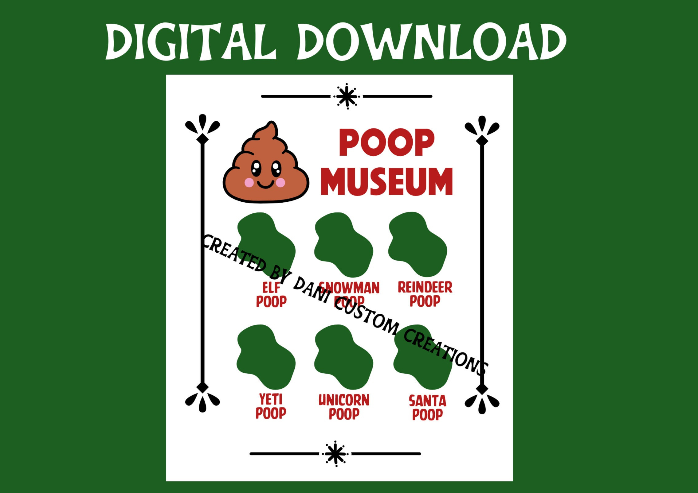 Poop Museum - Etsy Ireland with Elf on the Shelf Poop Museum Printable