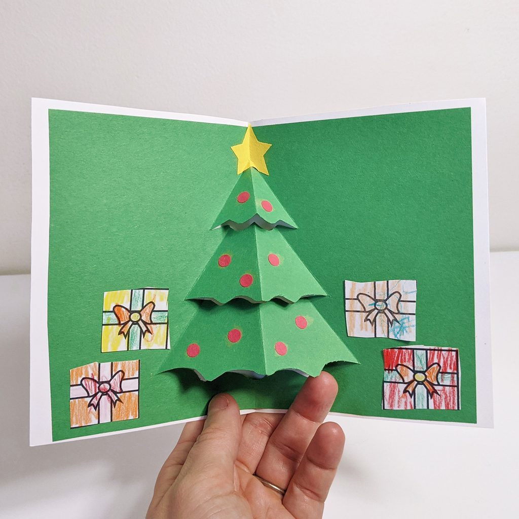 Pop Up Christmas Tree Card - Raising Hooks intended for Printable Christmas Tree Pop Up Card Template