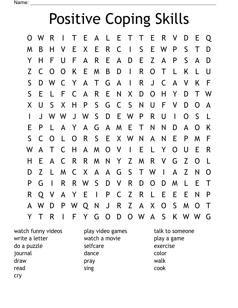 Positive Coping Skills Word Search - Wordmint in Printable Word Search Coping Skills