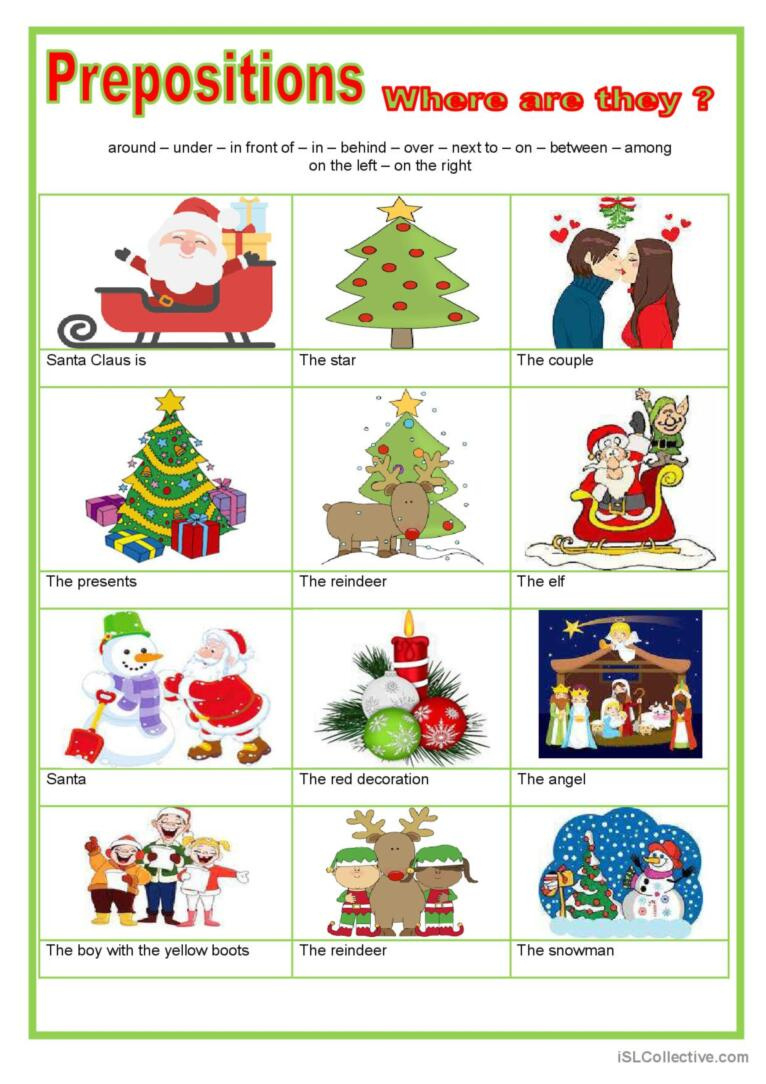 Prepositions - Christmas General Gra…: English Esl Worksheets Pdf with regard to Christmas Prepositions Worksheet