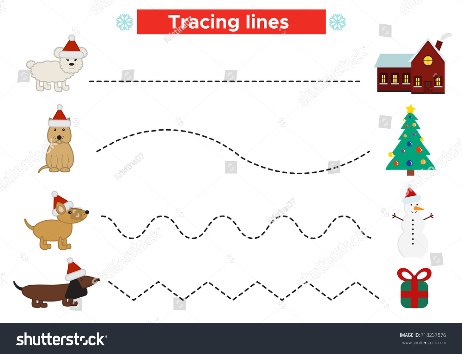 Preschool Christmas Worksheet Practicing Fine Motor Stock Vector intended for Christmas Fine Motor Worksheets Printable
