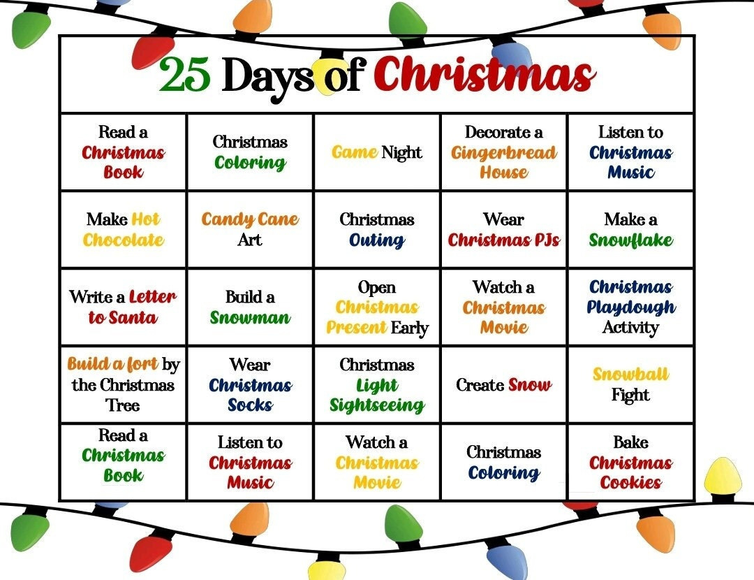 Printable 25 Days Of Christmas Advent Calendar Ideas 25 Days Of pertaining to 25 Days of Christmas Calendar Printable